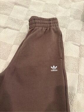 adidas Women's Brown Jogger Sweatpants with White Trefoil Logo